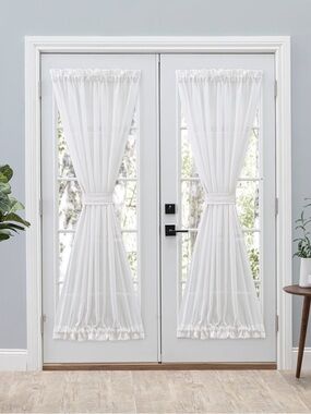 Ricardo Shannon Premium Slubbed Linen Door Curtain Panel White 52x72 TWO FLAW